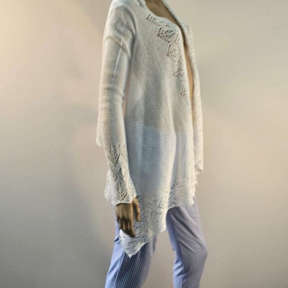 BCBGMaxazria Long Sleeve Sweater Wrap White Open Front Knit Cover Up Sz XS - Picture 8 of 12